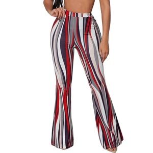 Striped High Waist Flared Leg Pants